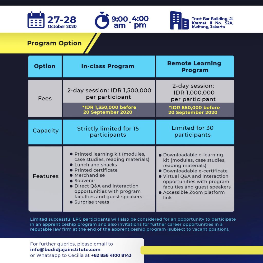 [REGISTER NOW!] Legal Practice Course Batch XV Budidjaja