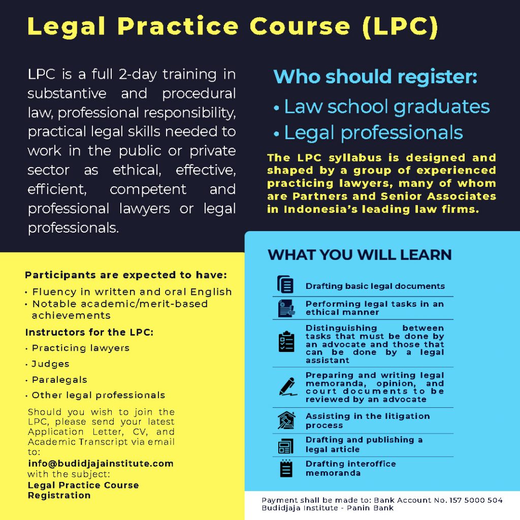 [REGISTER NOW!] Legal Practice Course Batch XV Budidjaja